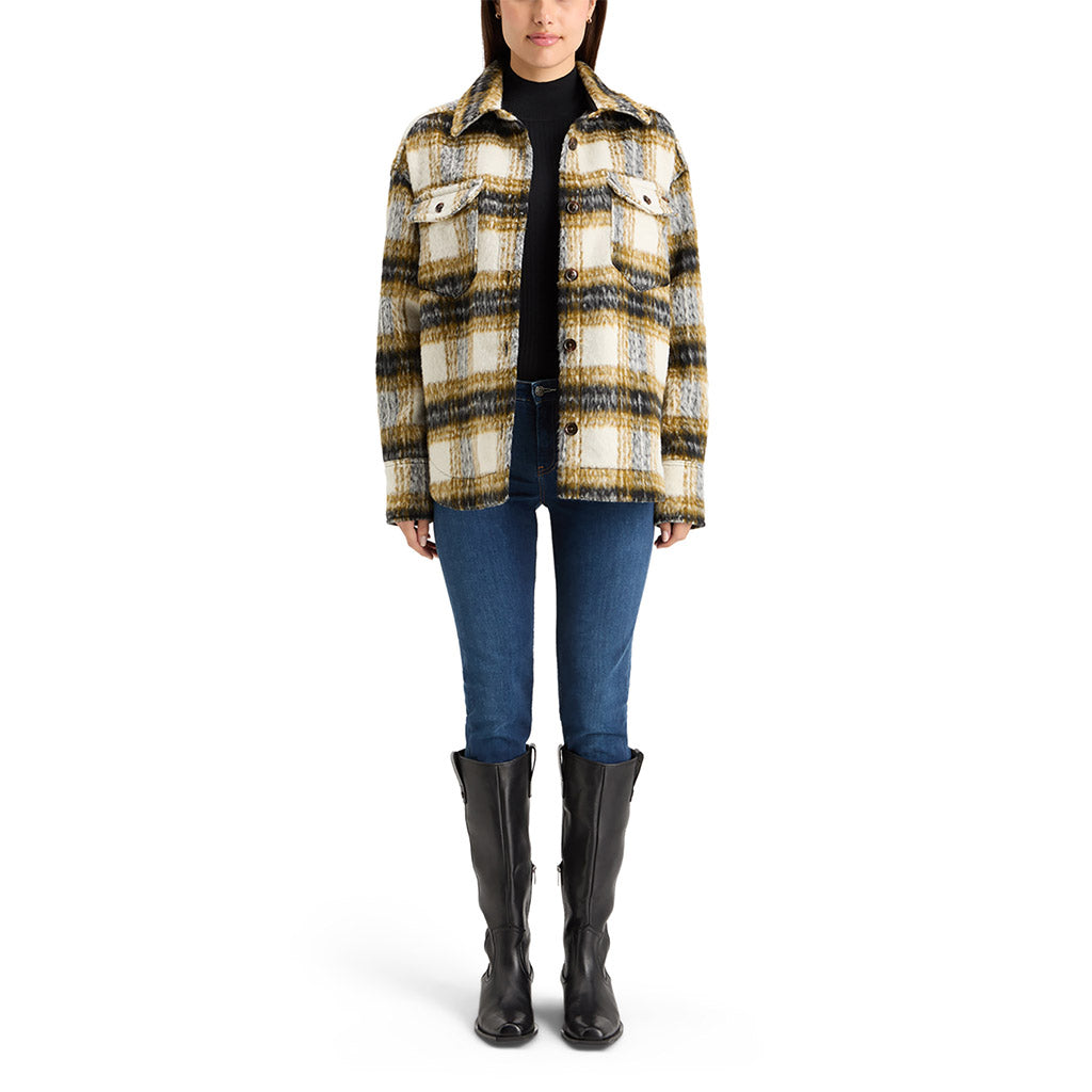 Olive Che Brushed Check Wool Shirt Jacket - Collector Store