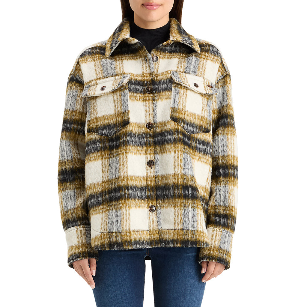 Olive Che Brushed Check Wool Shirt Jacket - Collector Store