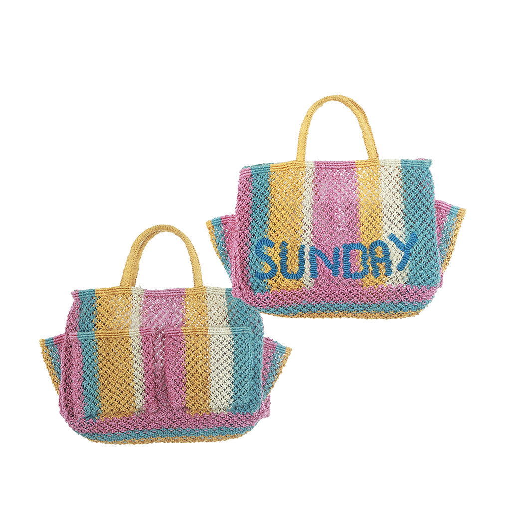 The Jacksons - Henry - SUNDAY Jute Bag - Multi Pink | Blue