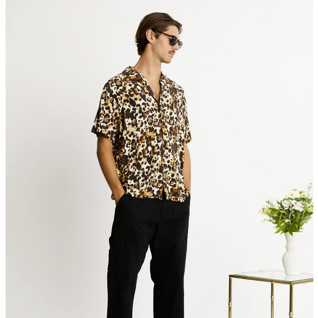 Mr Simple Zed Bowler SS Shirt - Sand Leopard - Collector Store