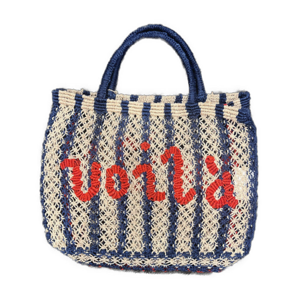 The Jacksons - Volia Woven Jute Bag - Indigo Natural - Small - Collector Store