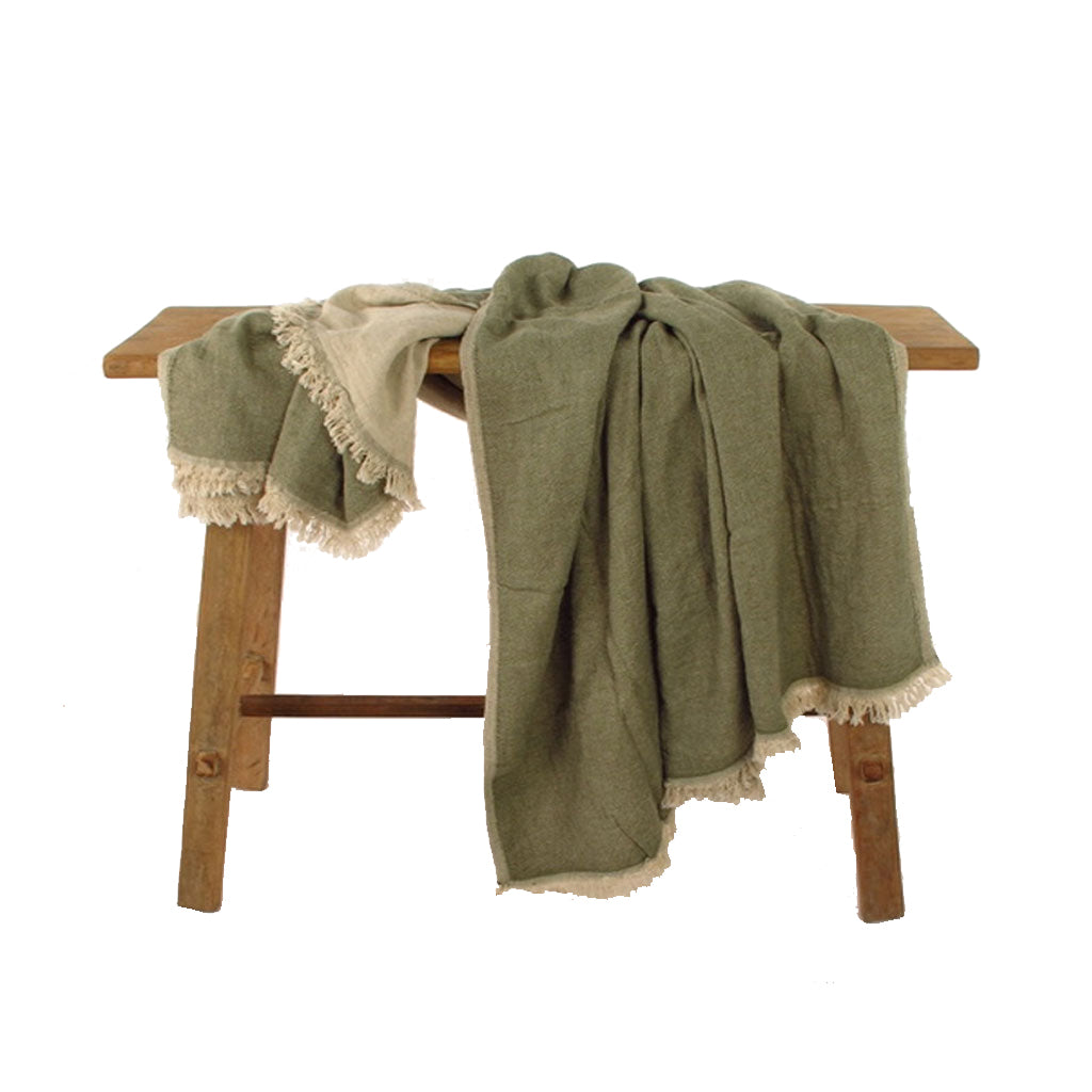 by ende. | Linen Throw | Sage & Ecru - Collector Store