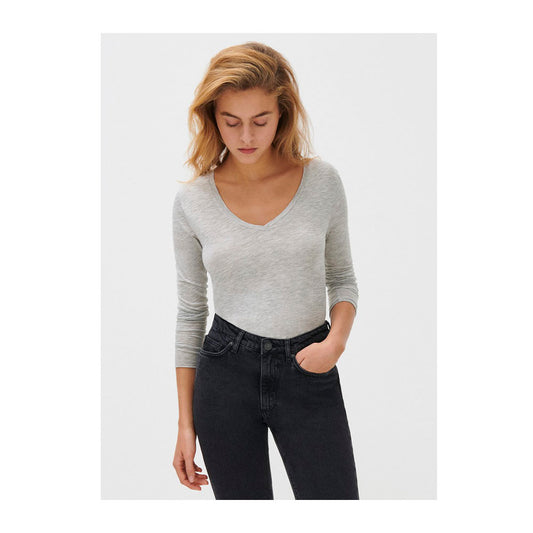 American Vintage Jacksonville Long Sleeve V-Neck Tee White - Collector Store Sydney