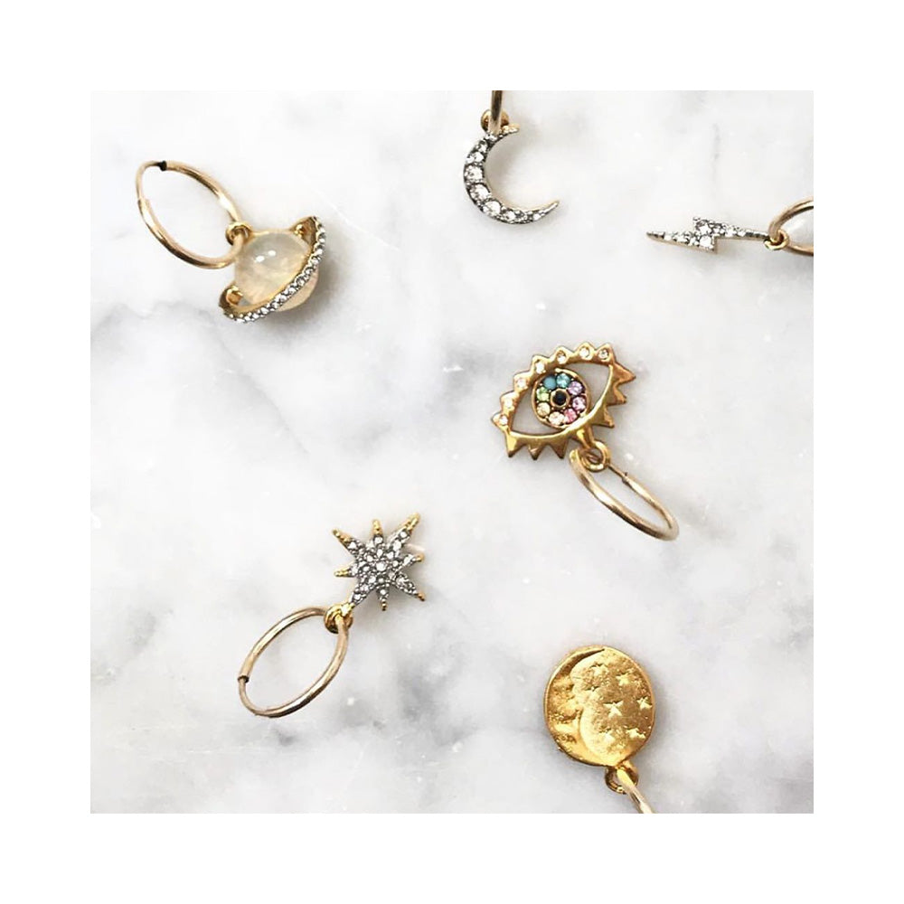 Gold Sister Crystal Eye Charm Single Earring - Collector Store