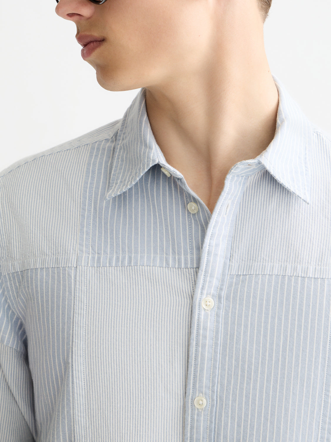 Patchwork Oxford shirt Blue Stripe - Collector Store Sydney