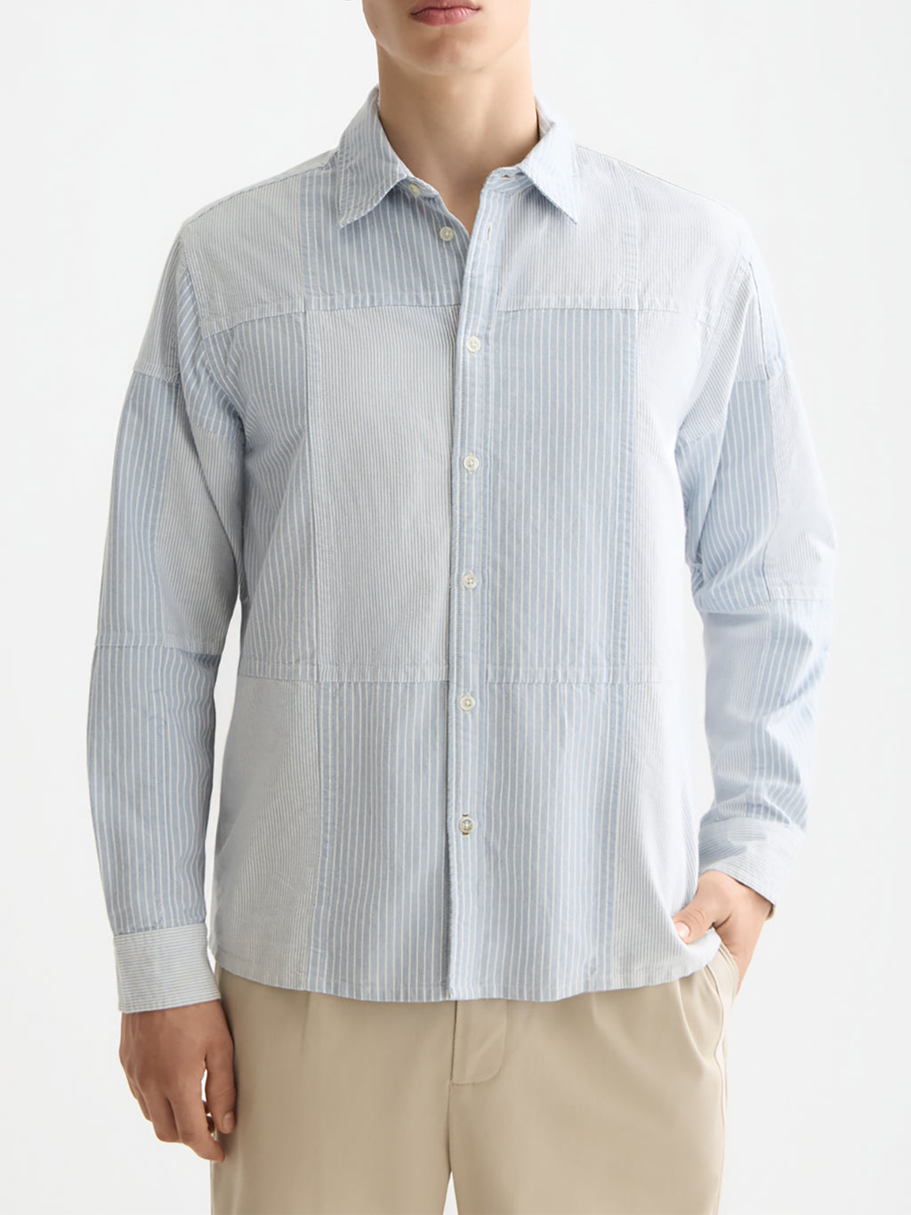 Patchwork Oxford shirt Blue Stripe - Collector Store Sydney