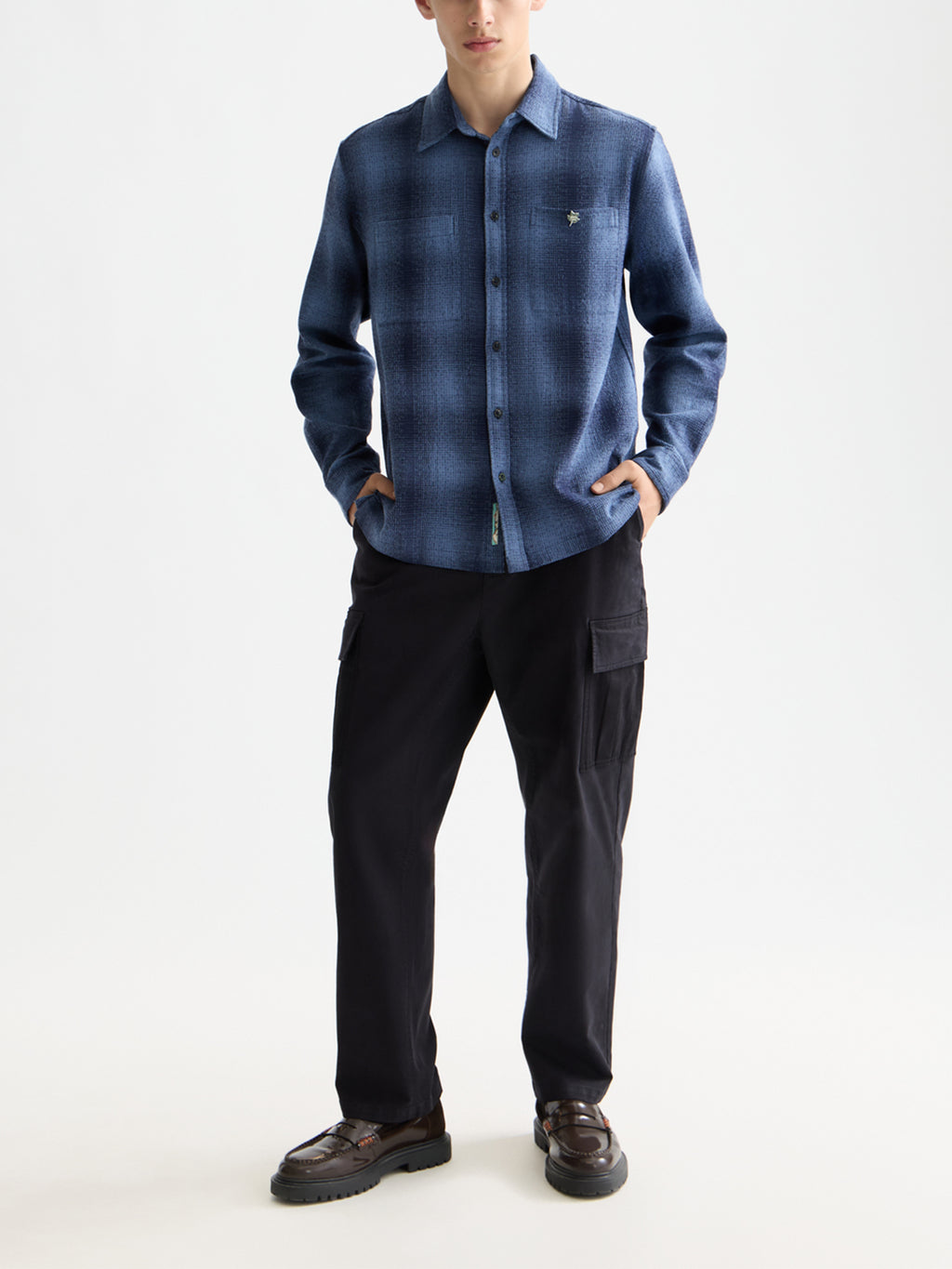 Shadow check shirt Peacoat - Collector Store Sydney