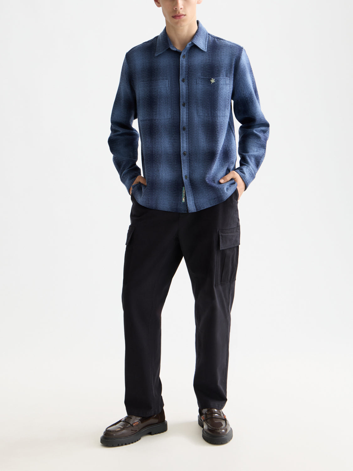 Shadow check shirt Peacoat - Collector Store Sydney