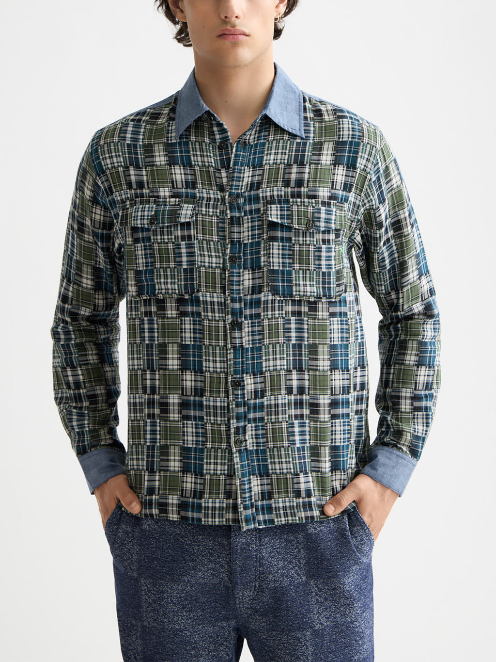 Patchwork flannel shirt Thyme - Collector Store Sydney