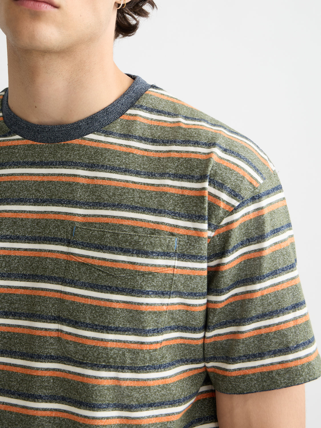 Yarn-dyed striped t-shirt Green Multi - Collector Store Sydney