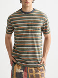 Yarn-dyed striped t-shirt Green Multi - Collector Store Sydney