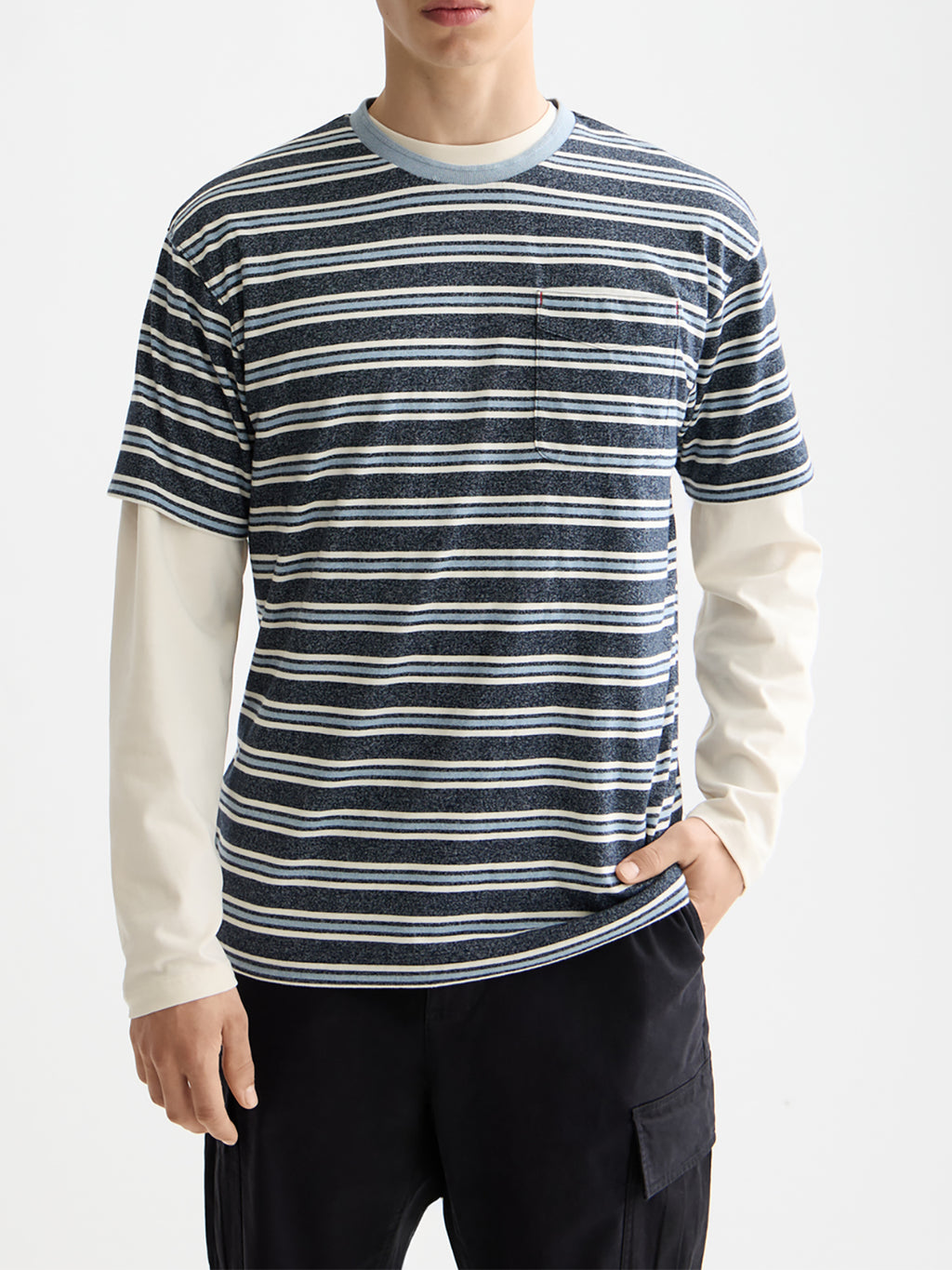 Yarn-dyed striped t-shirt Blue Multi - Collector Store Sydney