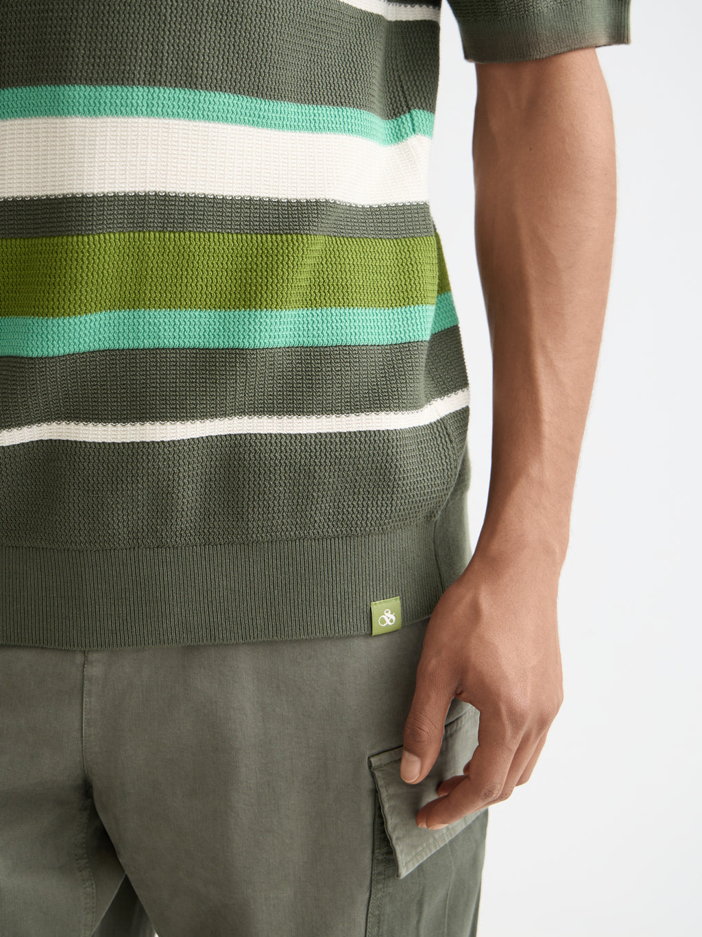 Knitted striped polo - Thyme - Collector Store Sydney