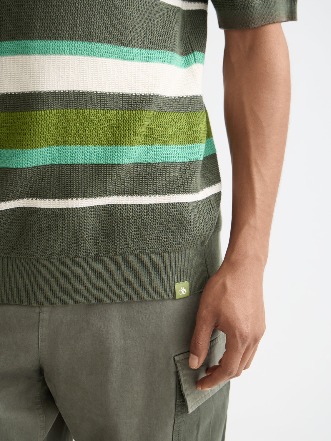 Knitted striped polo - Thyme - Collector Store Sydney