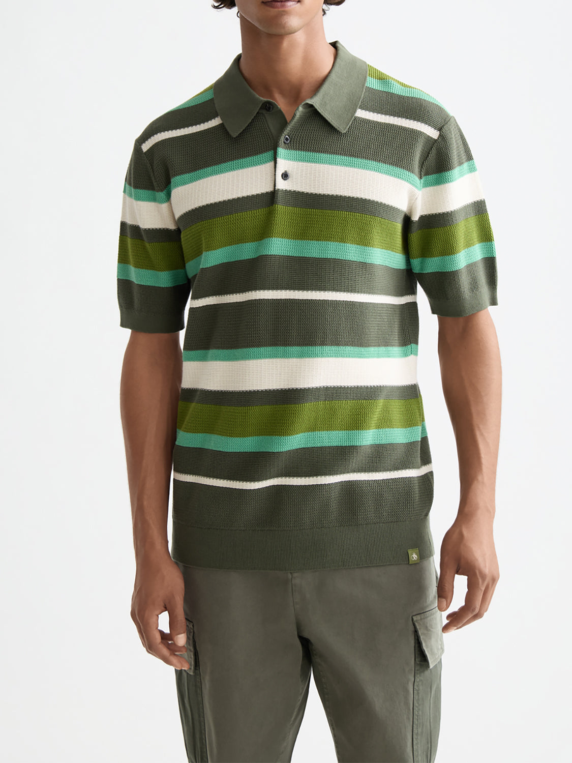 Knitted striped polo - Thyme - Collector Store Sydney