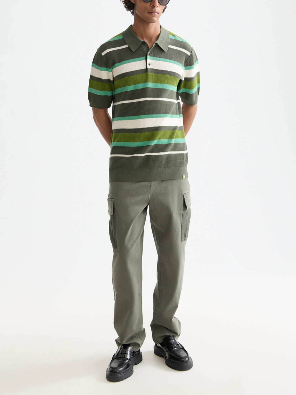 Knitted striped polo - Thyme - Collector Store Sydney