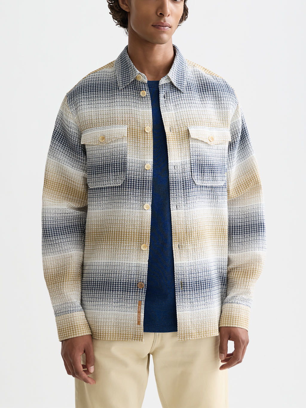 Scotch & Soda Striped waffle shirt - Infinity
