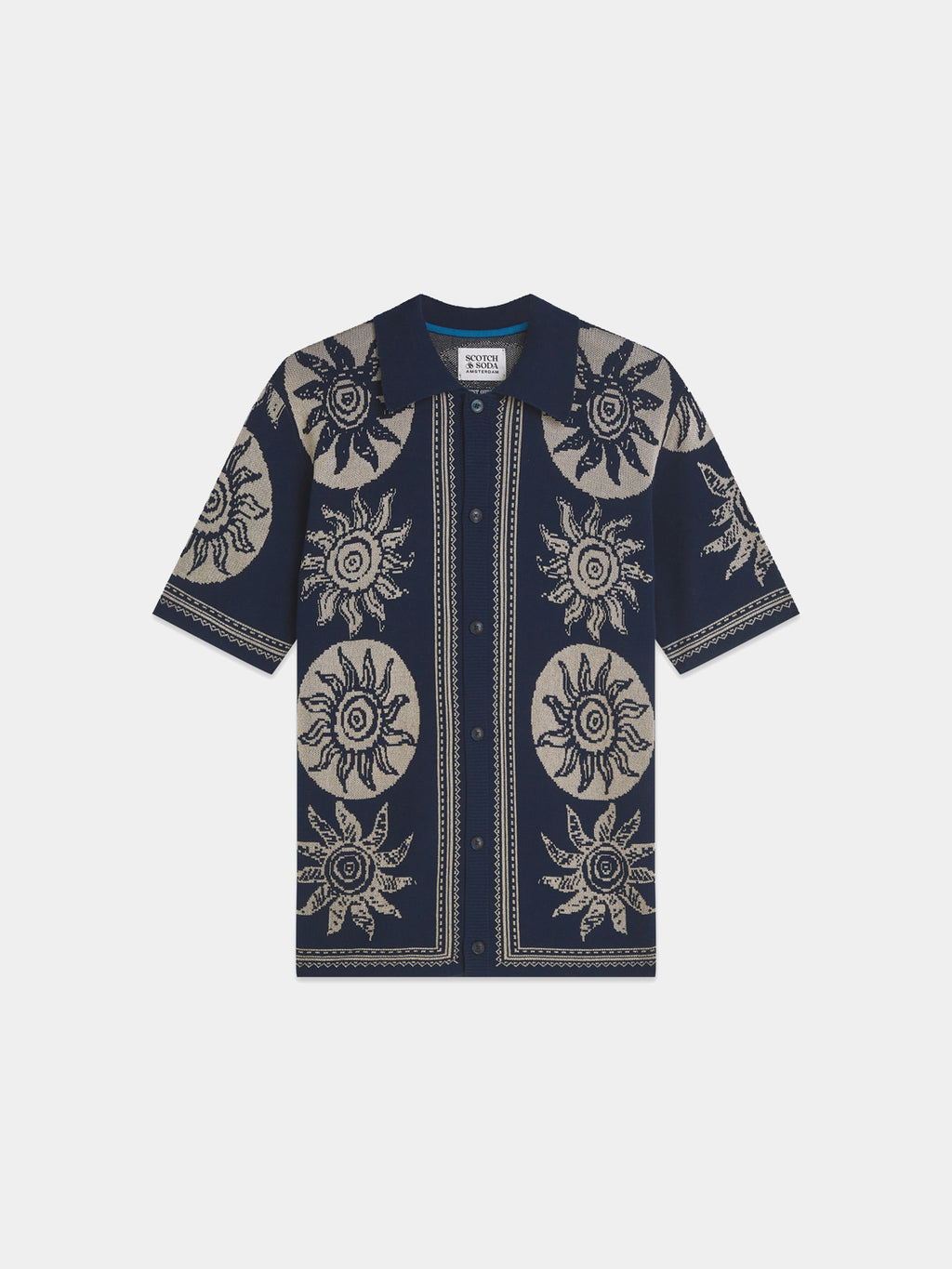 Scotch & Soda Knitted jacquard short-sleeved shirt - Suns