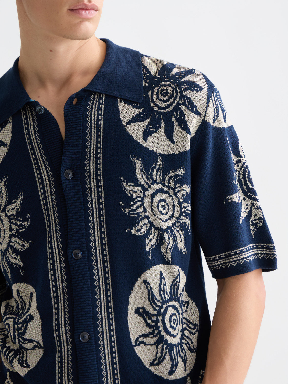 Scotch & Soda Knitted jacquard short-sleeved shirt - Suns