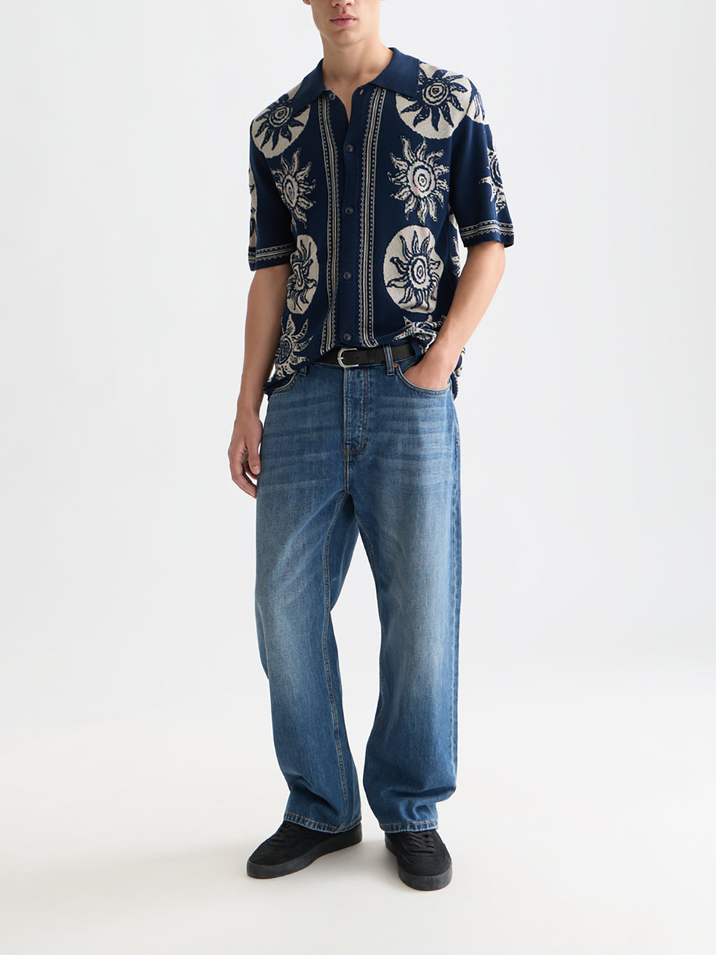 Scotch & Soda Knitted jacquard short-sleeved shirt - Suns