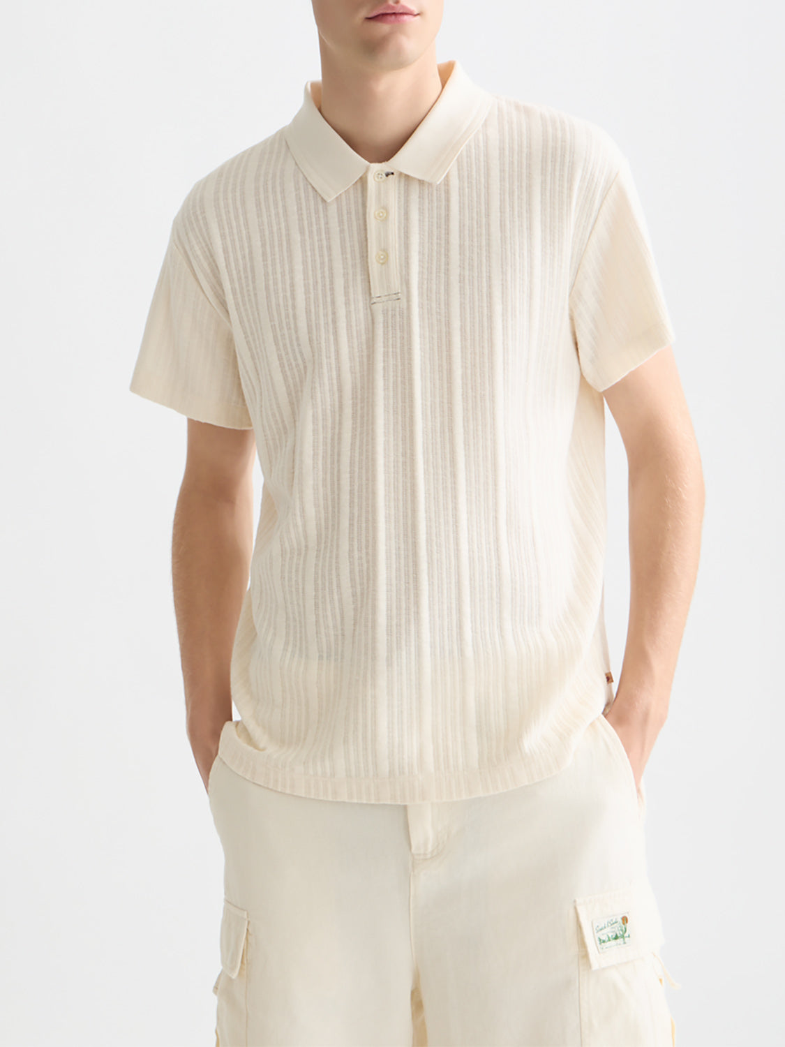 Scotch & Soda : Ribbed polo - Eggnog - Collector Store Sydney