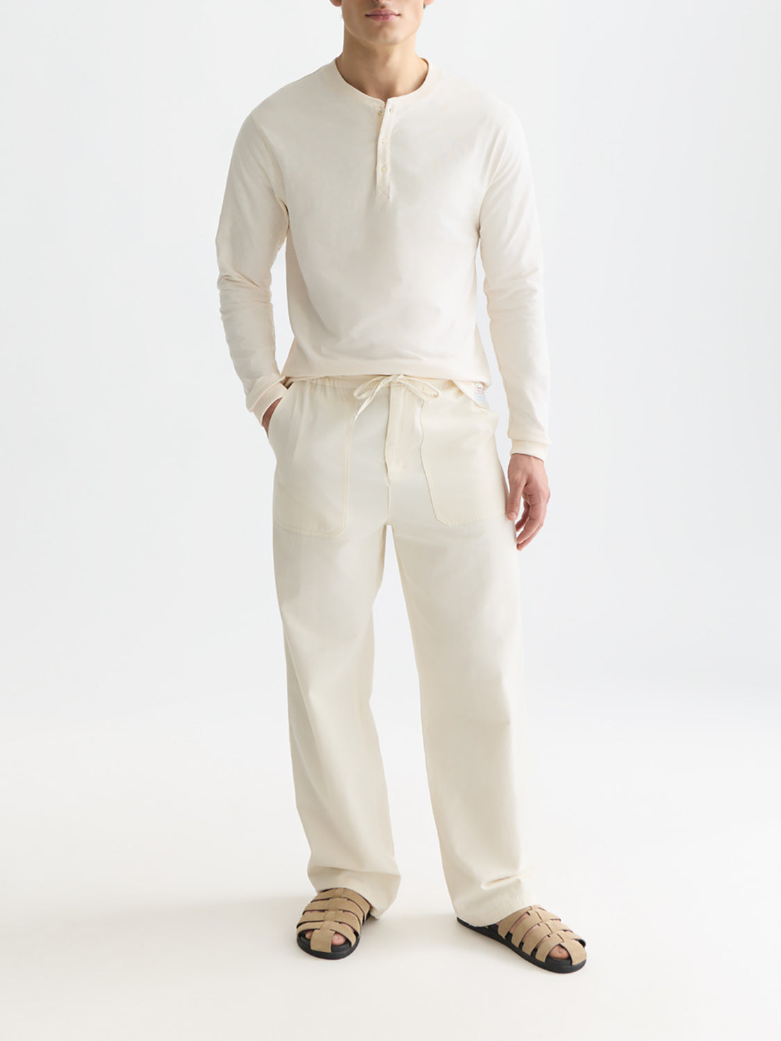 Scotch & Soda - Slub Henley t-shirt - Eggnog