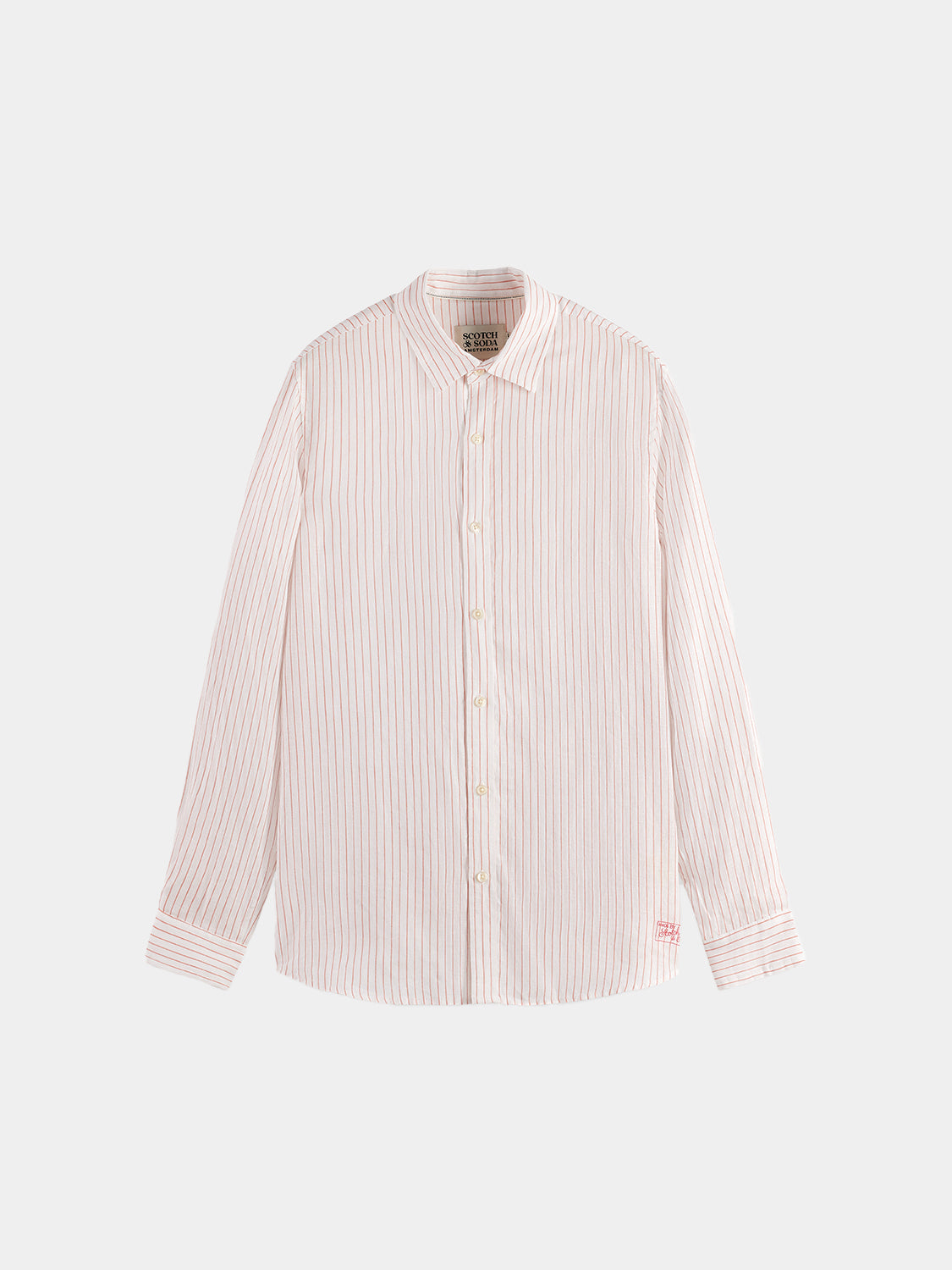 Scotch & Soda Striped linen shirt - Canyon clay