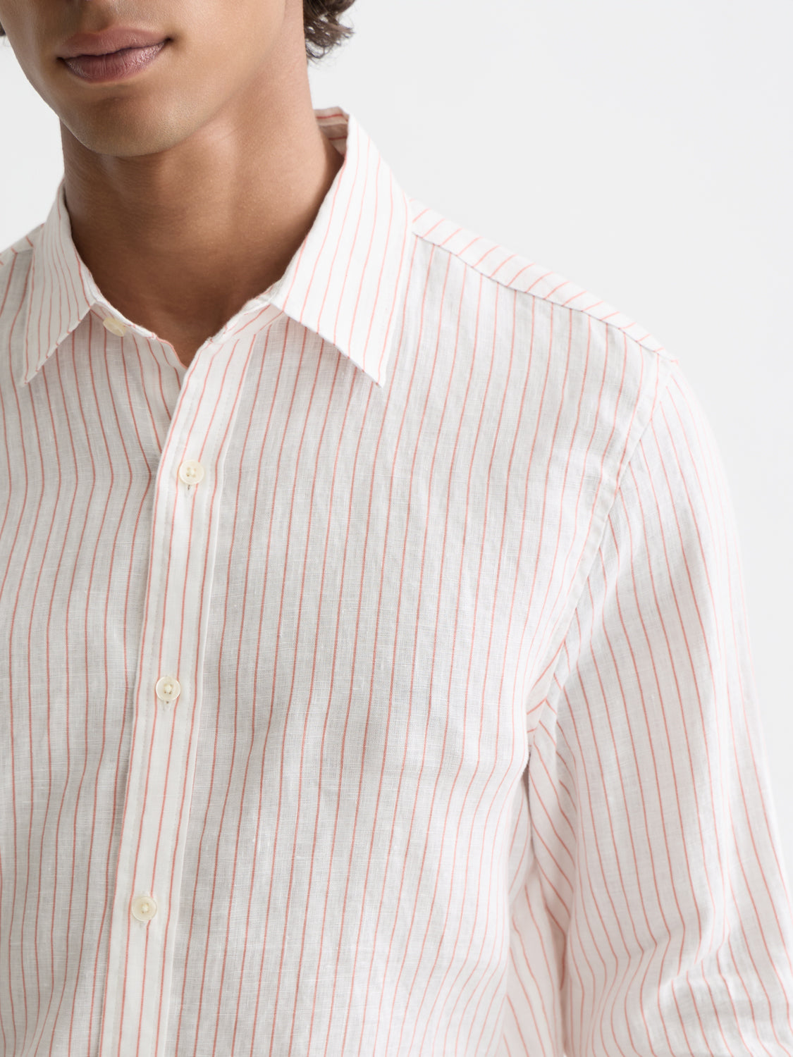 Scotch & Soda Striped linen shirt - Canyon clay