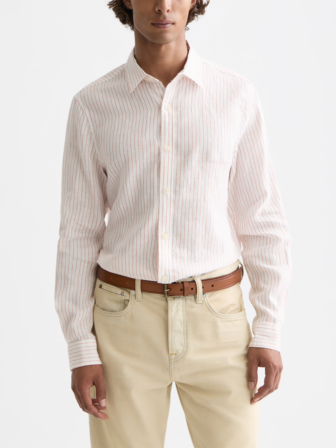 Scotch & Soda Striped linen shirt - Canyon clay