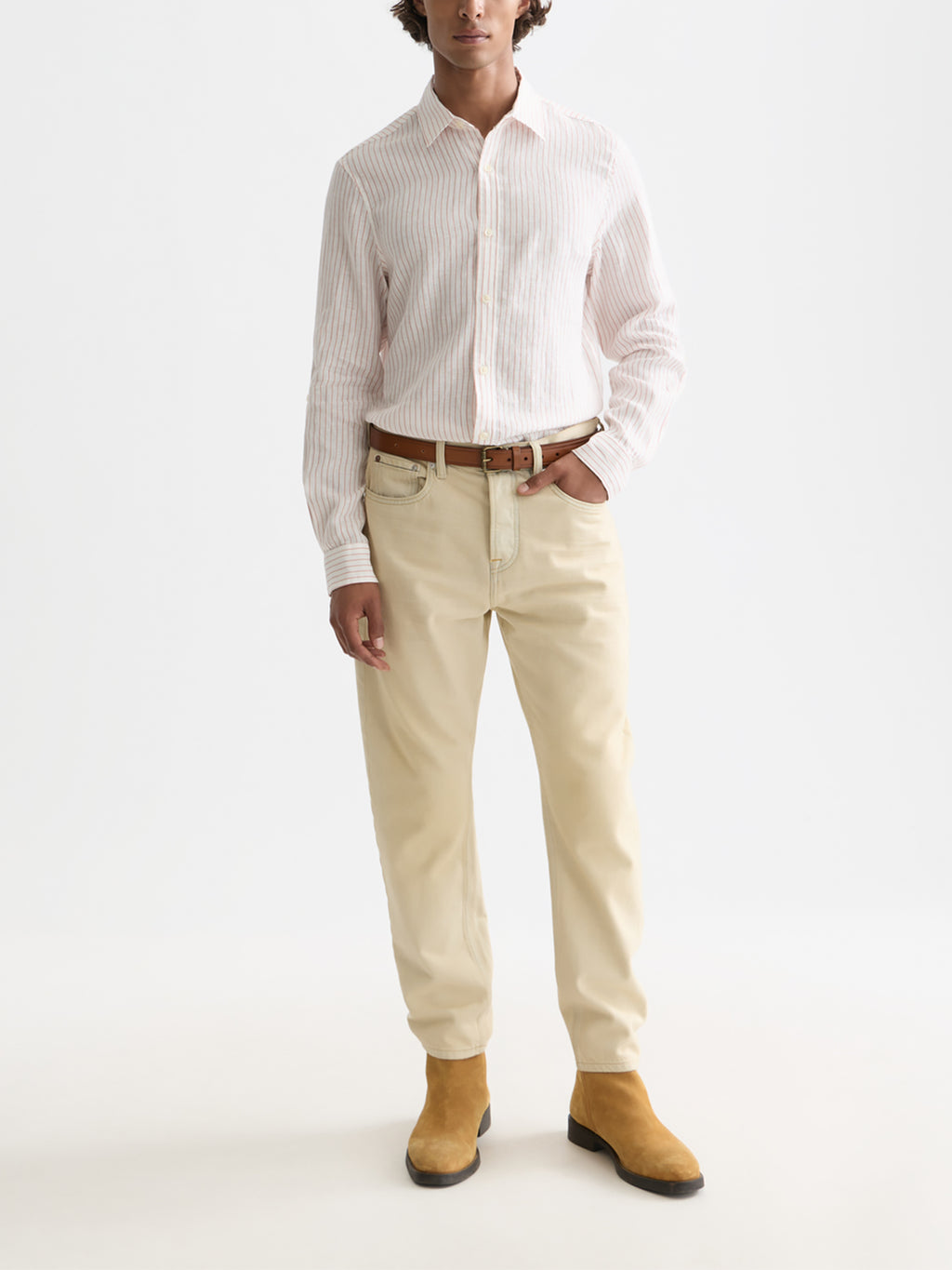 Scotch & Soda Striped linen shirt - Canyon clay
