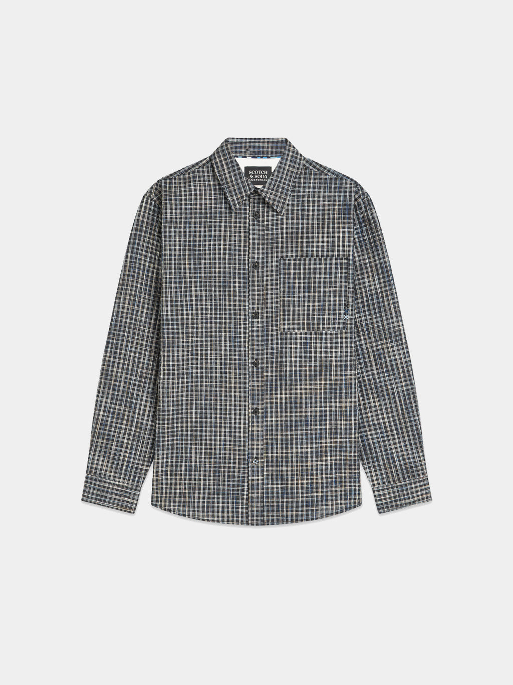 Scotch & Soda - Seersucker micro-check shirt  - Meteorite
