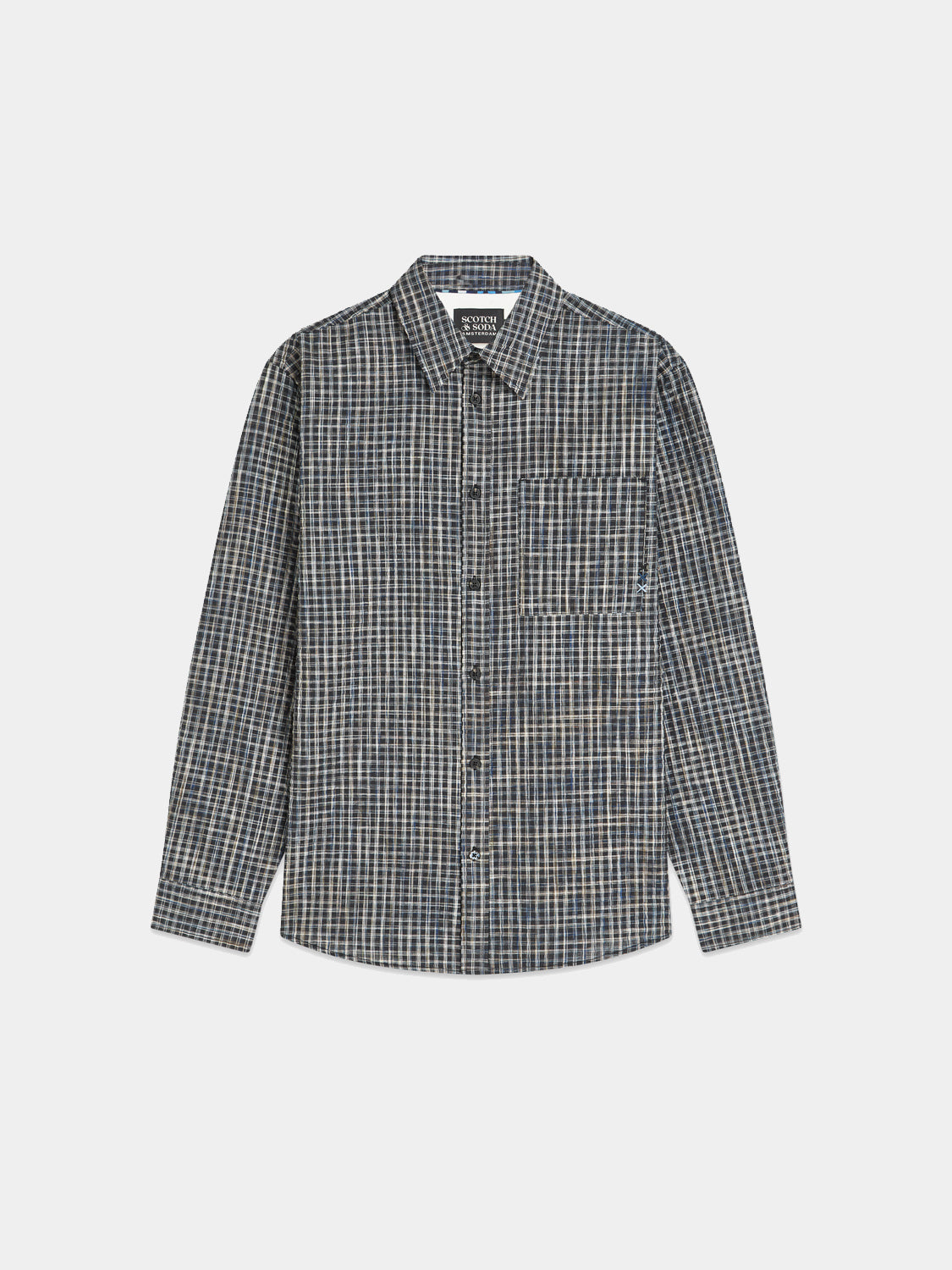 Scotch & Soda - Seersucker micro-check shirt  - Meteorite
