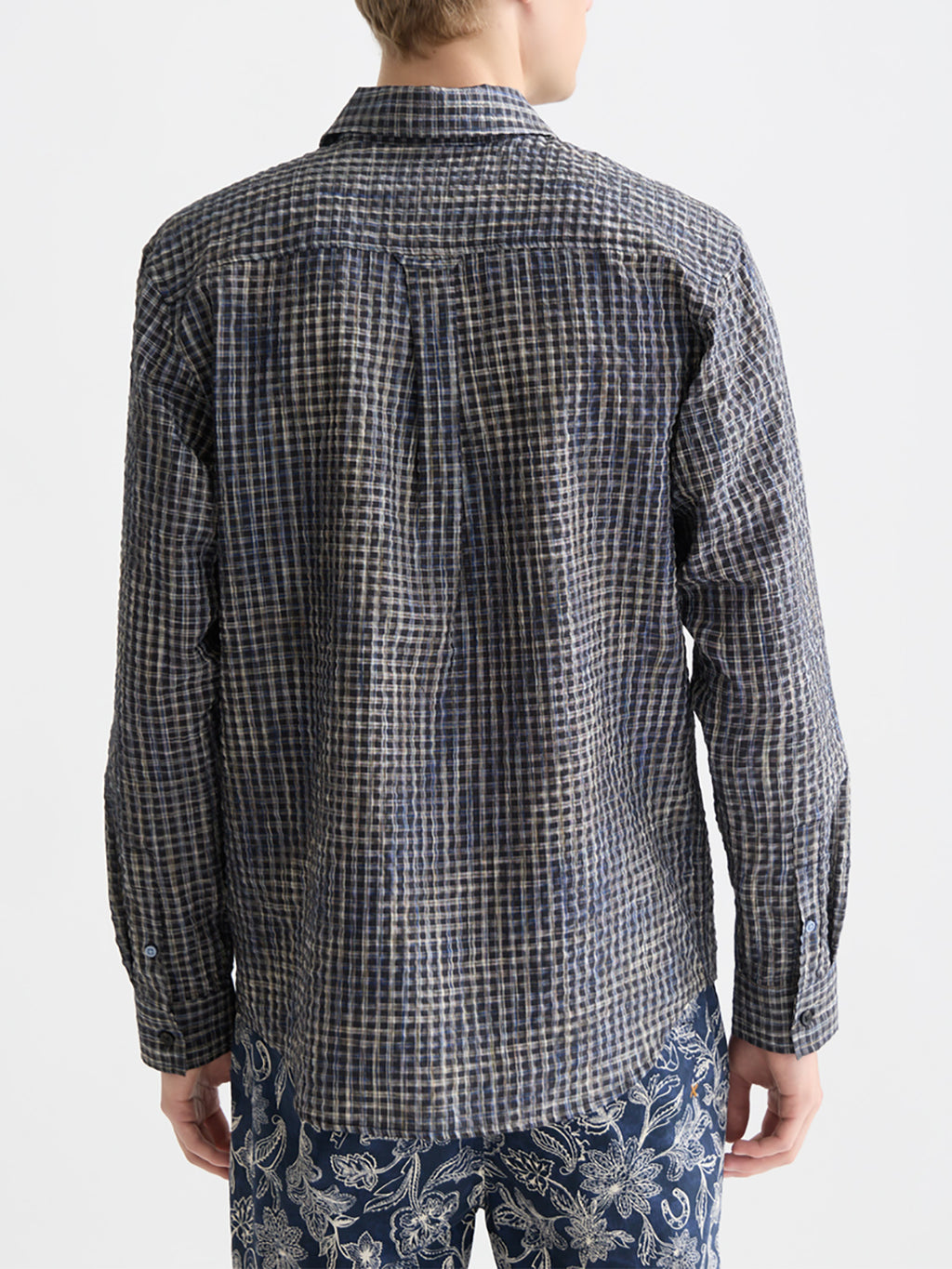 Scotch & Soda - Seersucker micro-check shirt  - Meteorite
