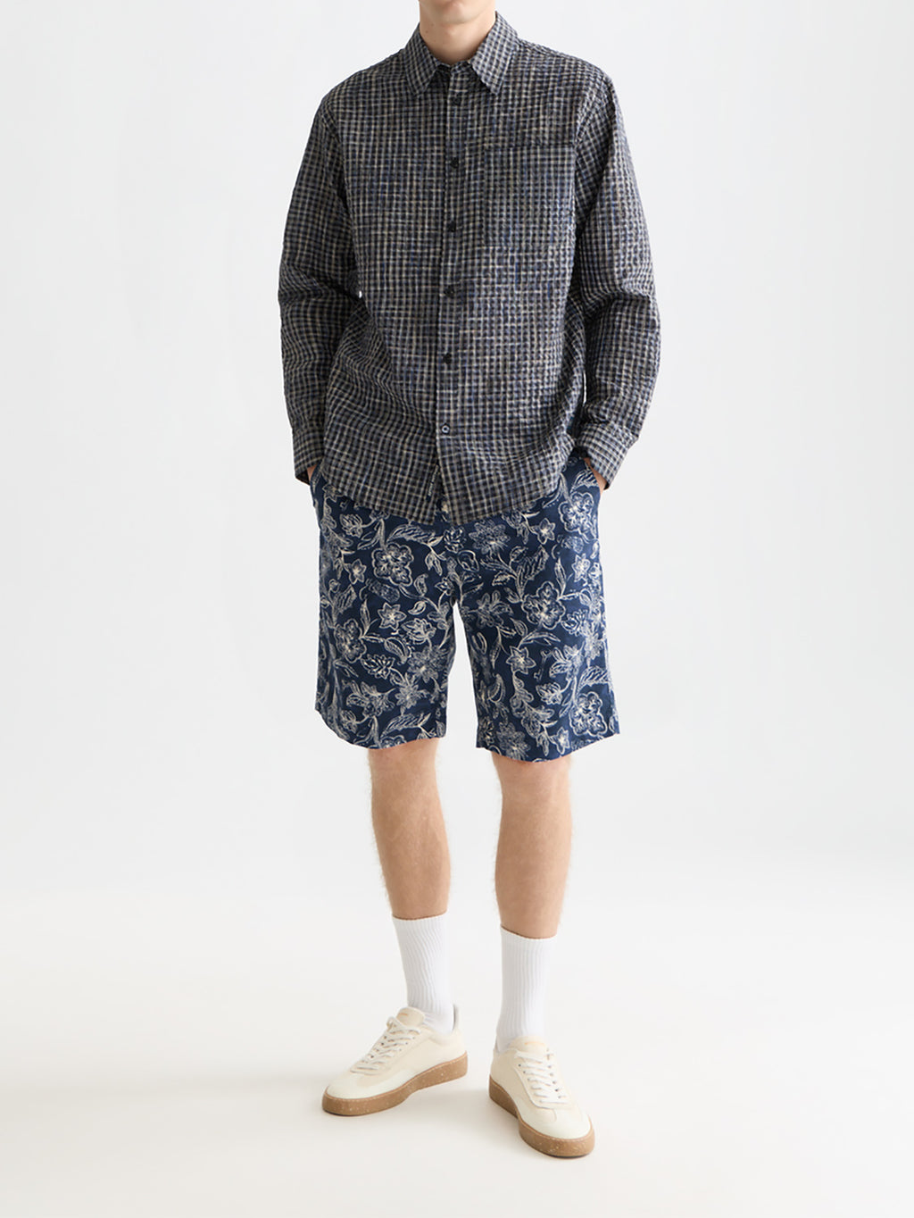 Scotch & Soda - Seersucker micro-check shirt  - Meteorite