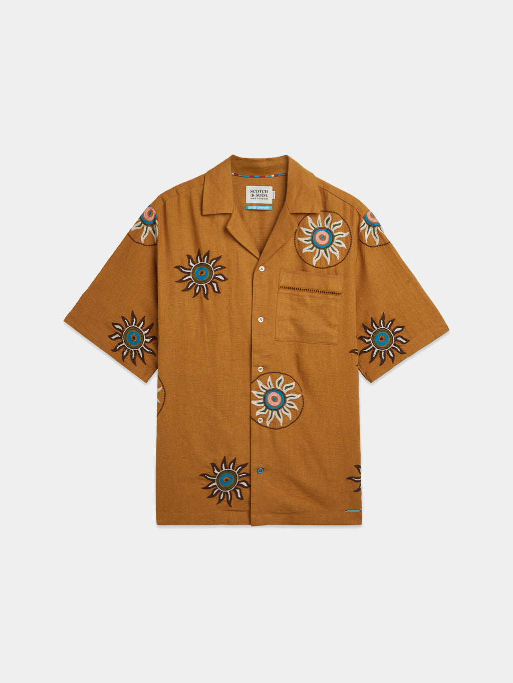 Scotch & Soda : Embroidered linen S/S shirt - Cathay Spice - Collector Store Sydney