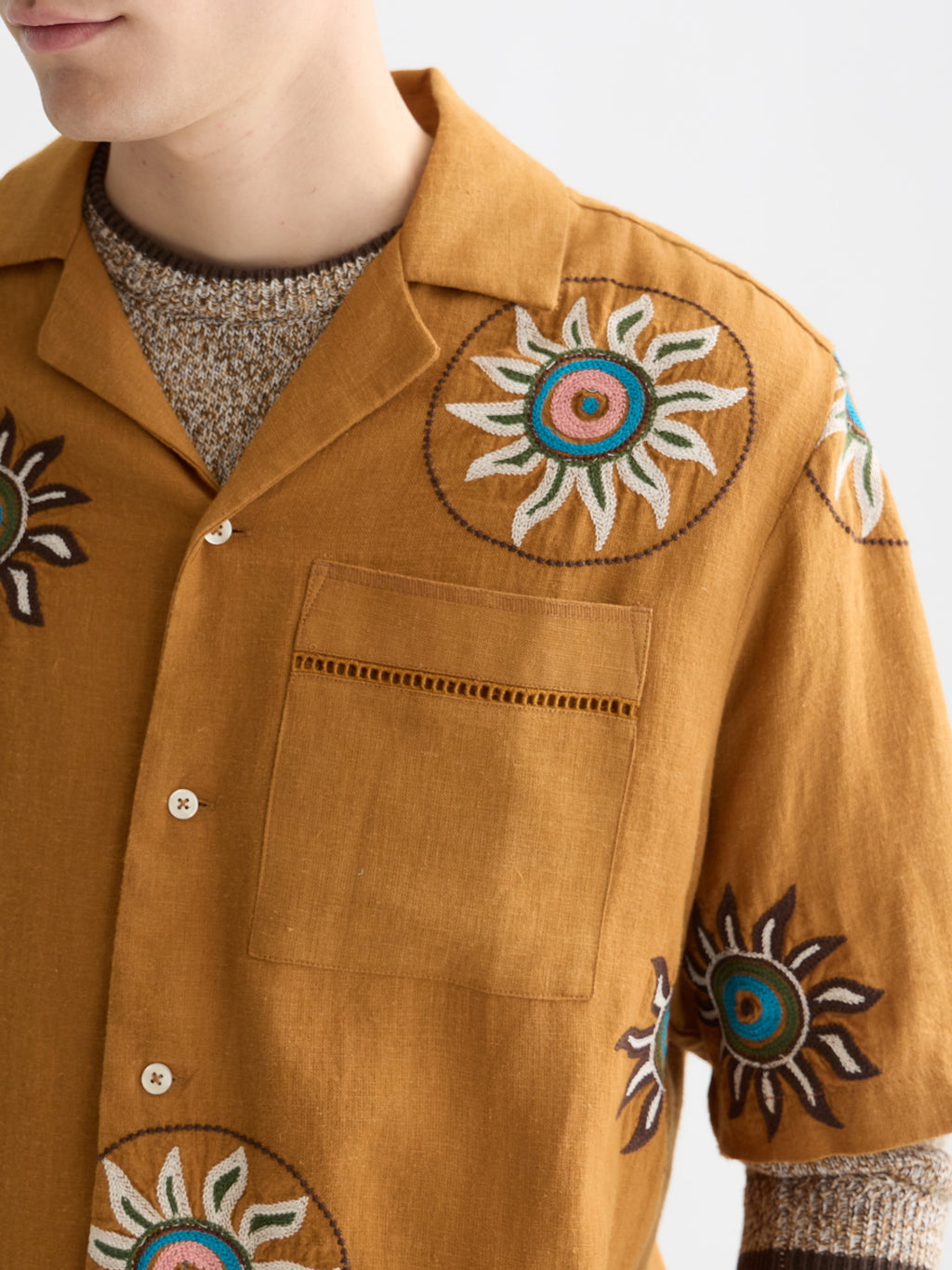 Scotch & Soda : Embroidered linen S/S shirt - Cathay Spice - Collector Store Sydney