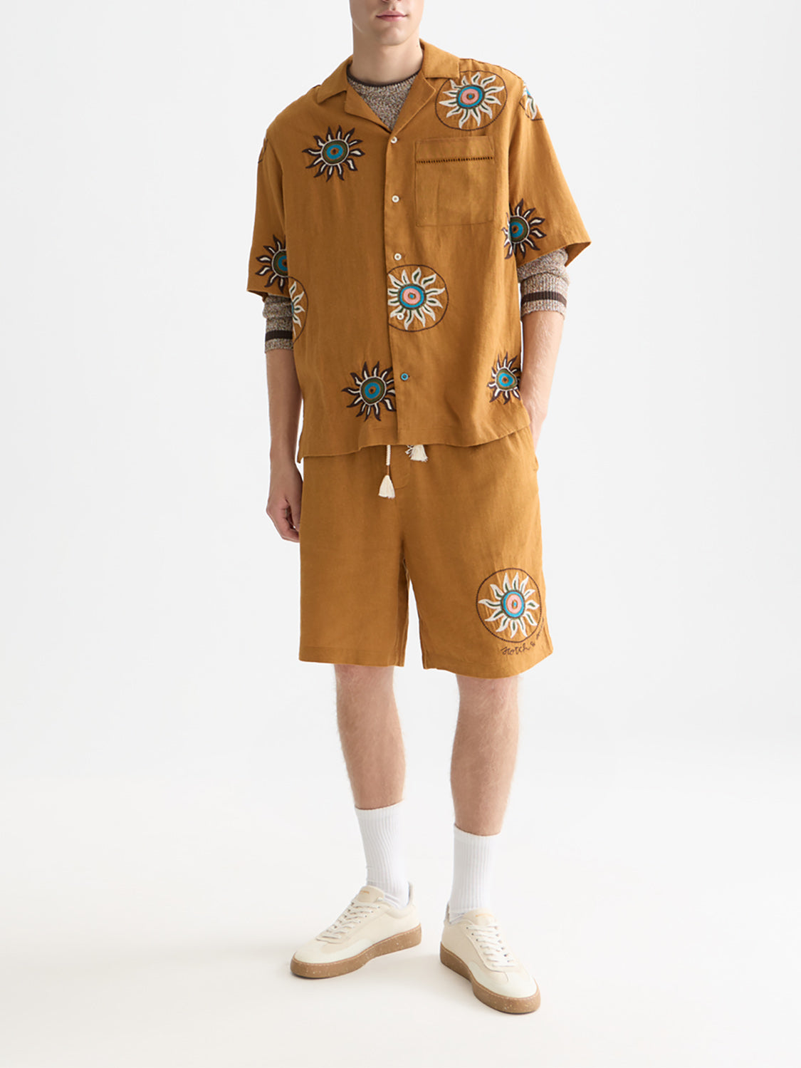 Scotch & Soda : Embroidered linen S/S shirt - Cathay Spice - Collector Store Sydney