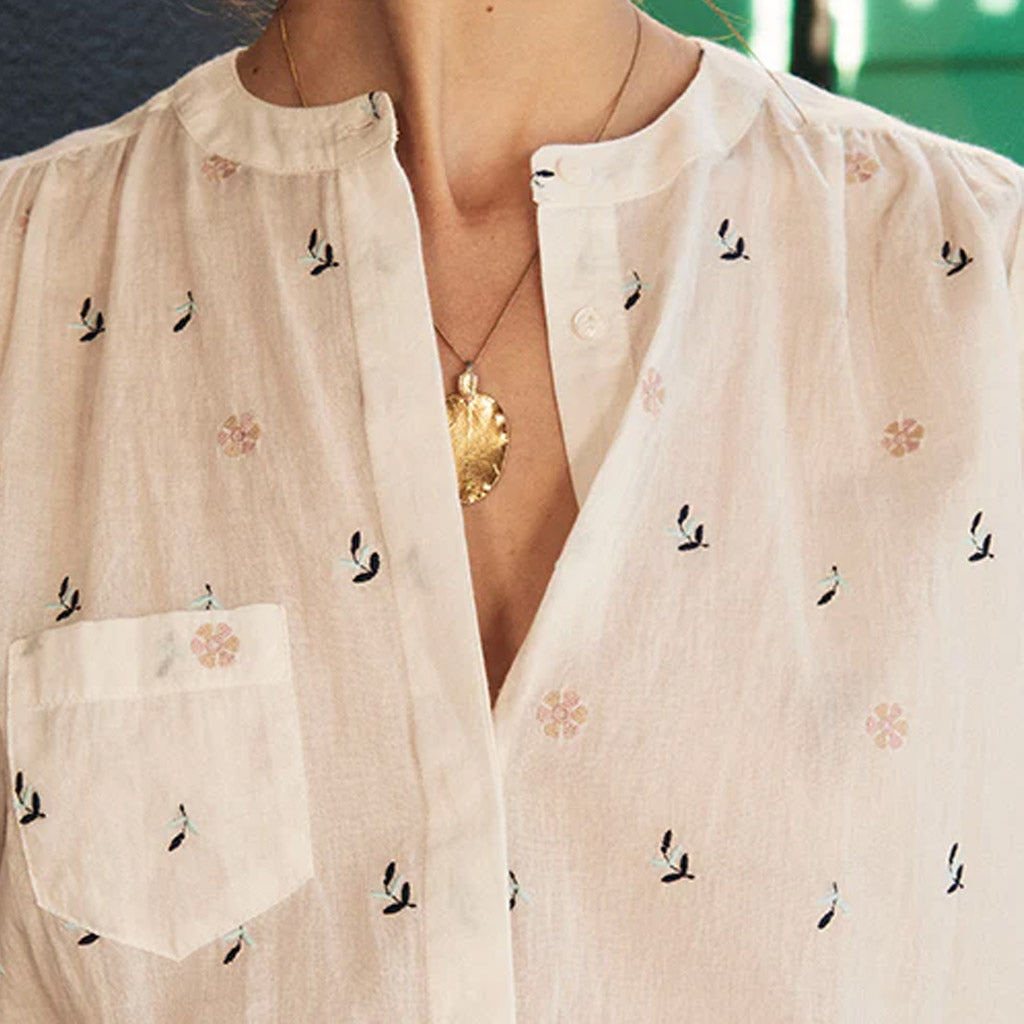 Marie Louise De Monterey - Ami Blouse Embroidered Flowers - Chalk - Collector Store
