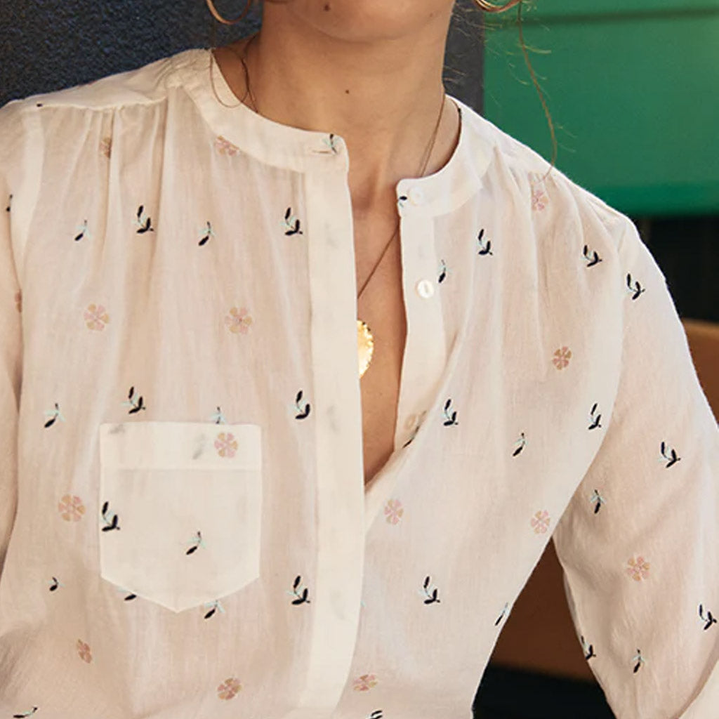 Marie Louise De Monterey - Ami Blouse Embroidered Flowers - Chalk - Collector Store