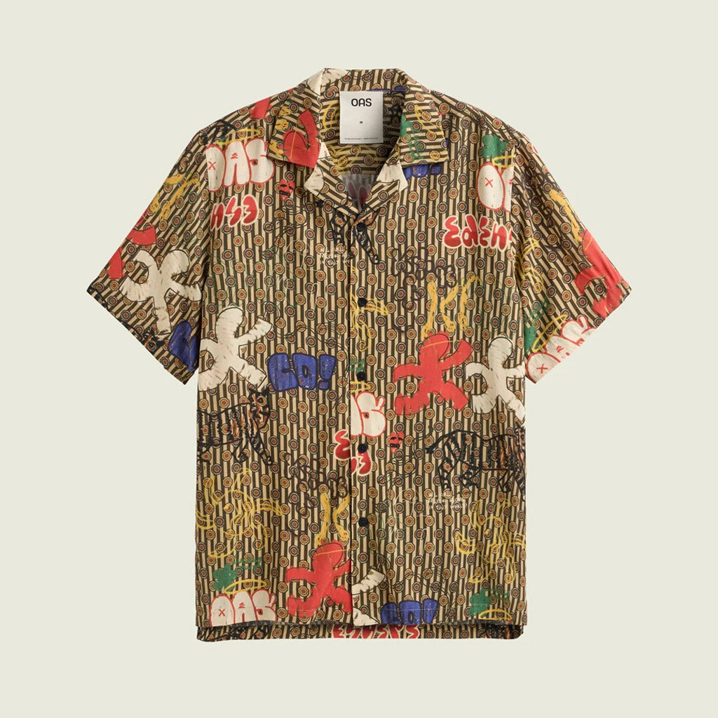 OAS Viscose Rocco Shirt Pattern - TanBlueRed - Collector Store Sydney