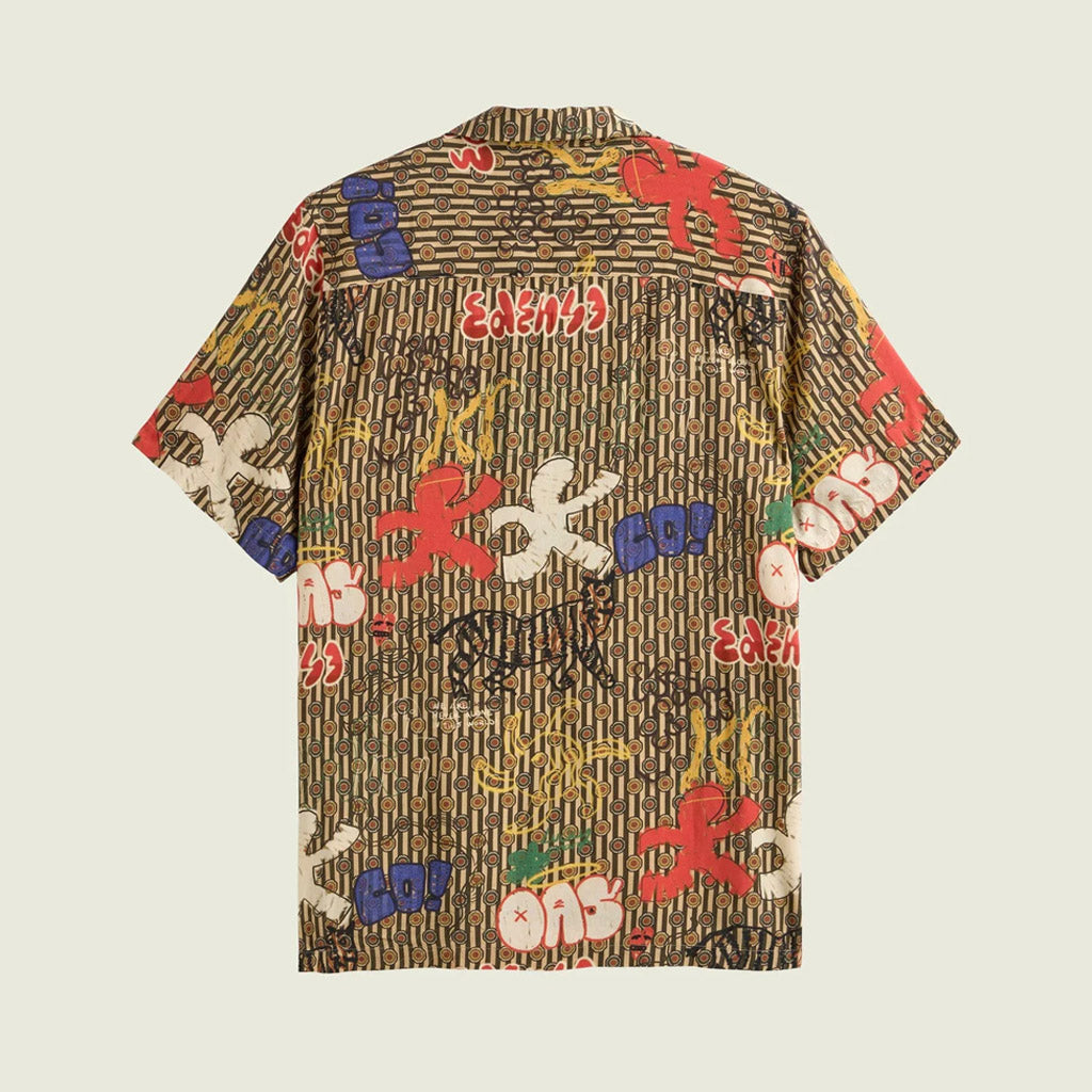 OAS Viscose Rocco Shirt Pattern - TanBlueRed - Collector Store Sydney