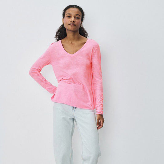 American Vintage Jacksonville V-Neck Long Sleeve Tee - Vintage Kiss - Collector Store Sydney