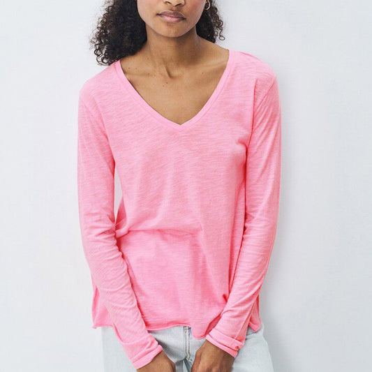 American Vintage Jacksonville V-Neck Long Sleeve Tee - Vintage Kiss - Collector Store Sydney