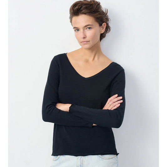 American Vintage L/S V Neck Tee - Sonoma - Black - Collector Store Sydney