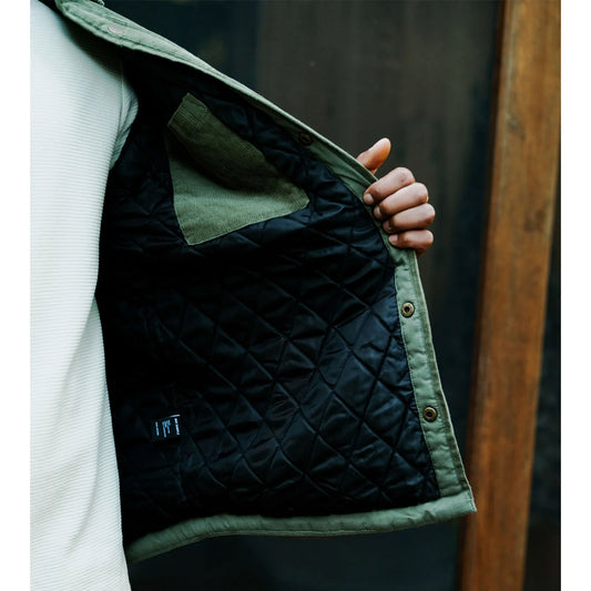 Mr Simple Quilted Cord Jacket - Army