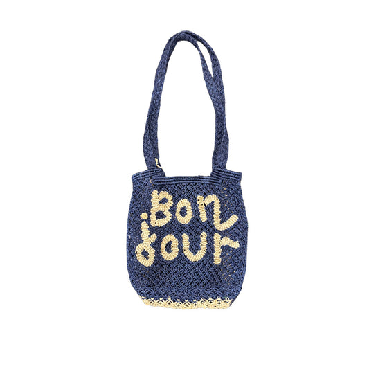 The Jacksons - CARA BAG - BON JOUR MIXED WEAVE - Indigo / Natural - Collector Store