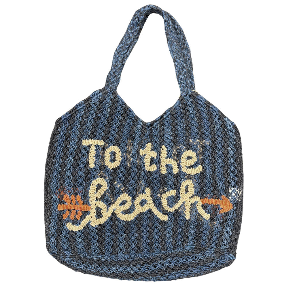 The Jacksons TO THE BEACH Jute Bag - Dark Navy | Cobalt