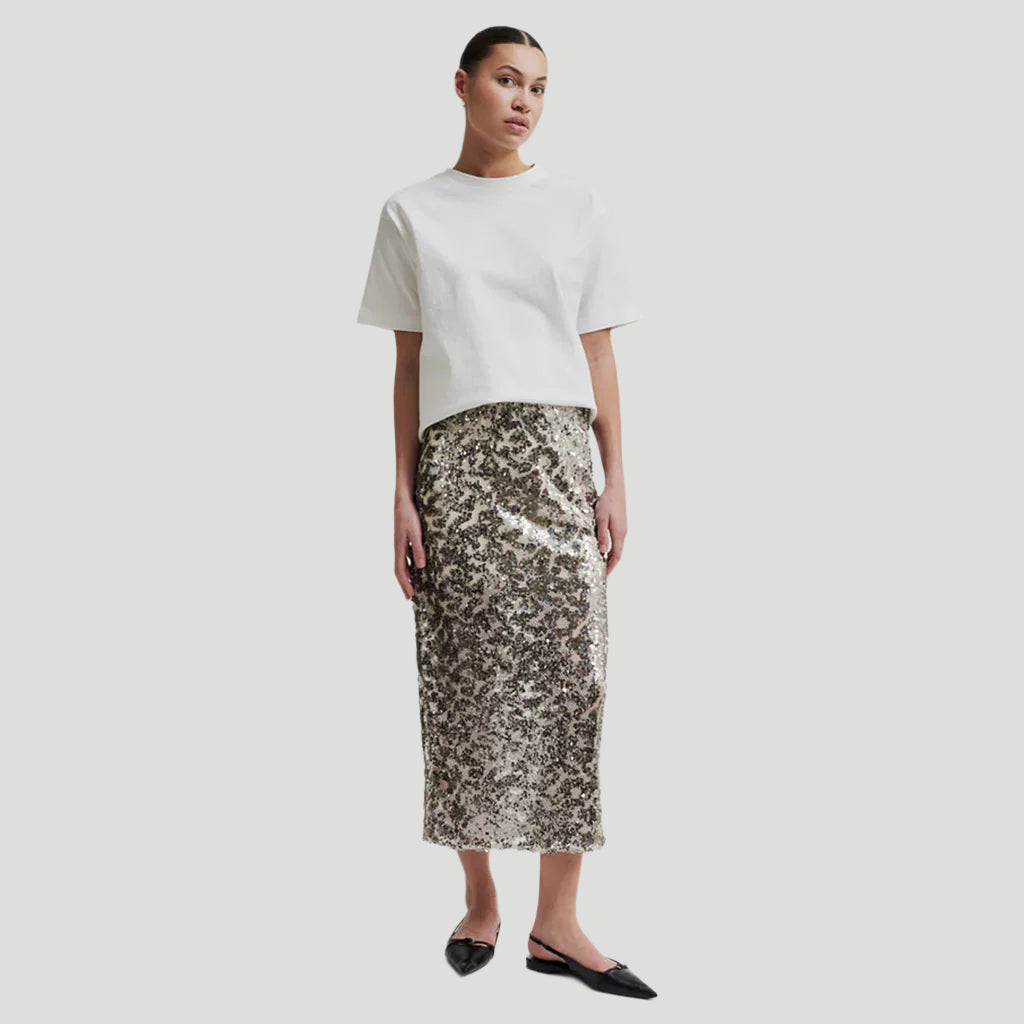 Second Female Pailey Metallic Skirt - Silver Birch - Collector Store