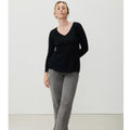 American Vintage Jacksonville V-Neck Long Sleeve Tee - Black Noir - Collector Store Sydney
