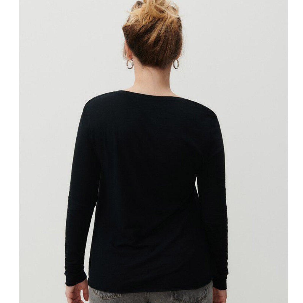 American Vintage Jacksonville V-Neck Long Sleeve Tee - Black Noir - Collector Store